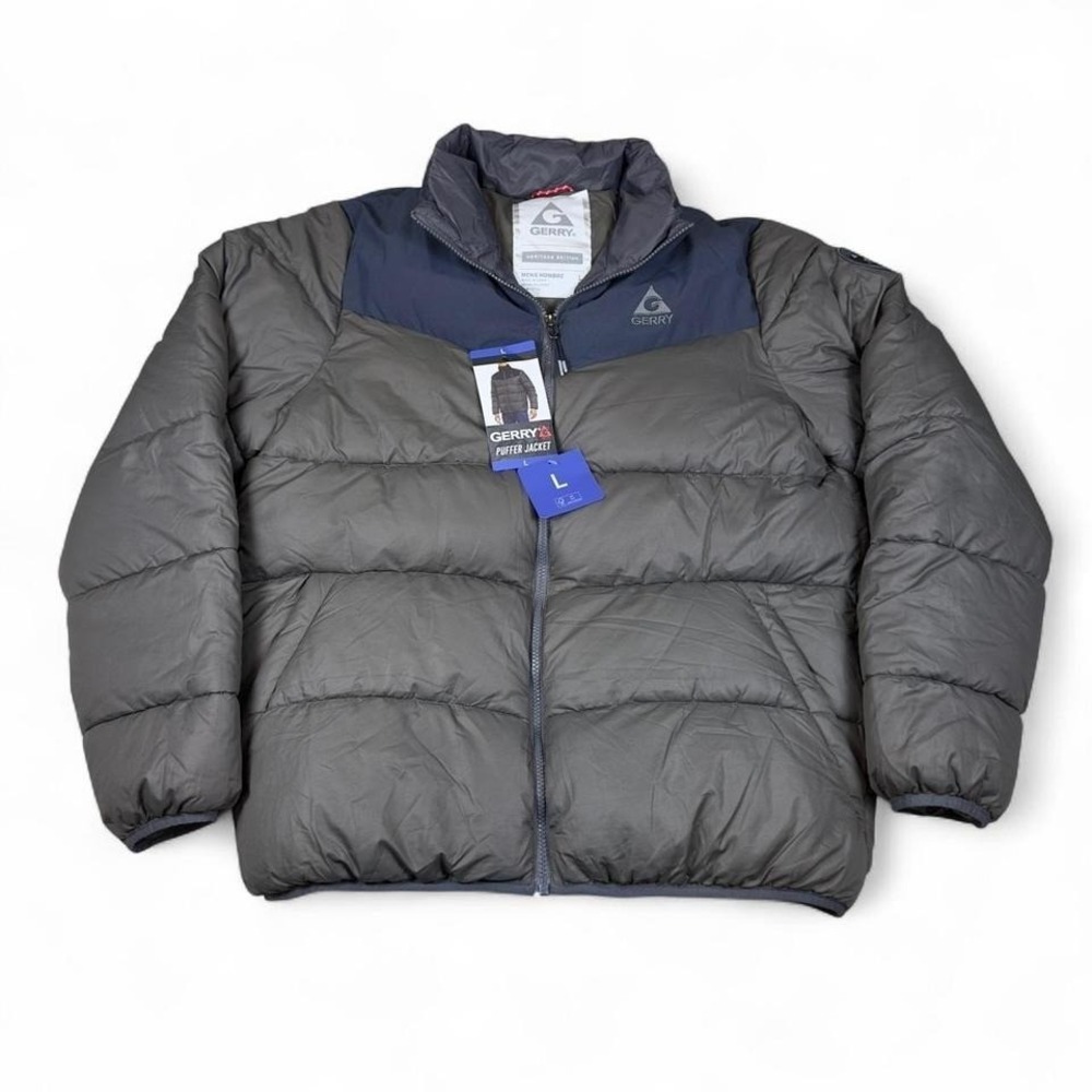 Gerry Puffer Jacket Mens L Gray Blue Insulated Winter Coat